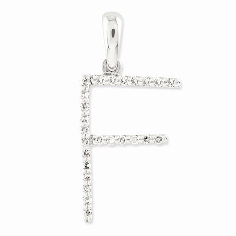 14k White Gold Diamond Initial F Pendant, Pendants for Necklace