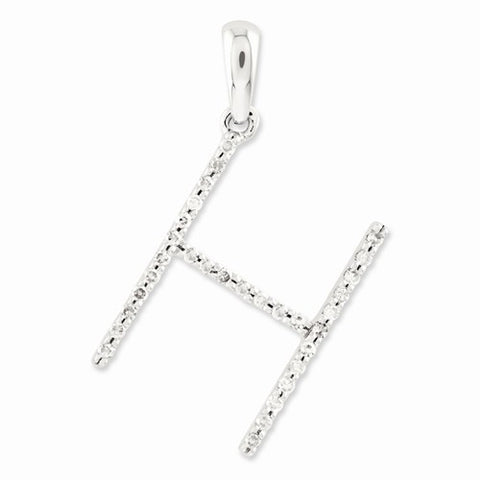 14k White Gold Diamond Initial H Pendant, Pendants for Necklace