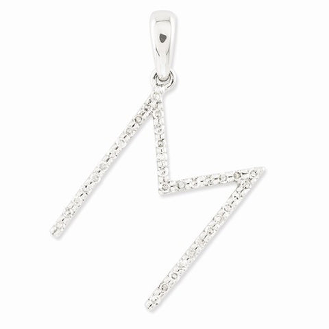 14k White Gold Diamond Initial M Pendant, Pendants for Necklace