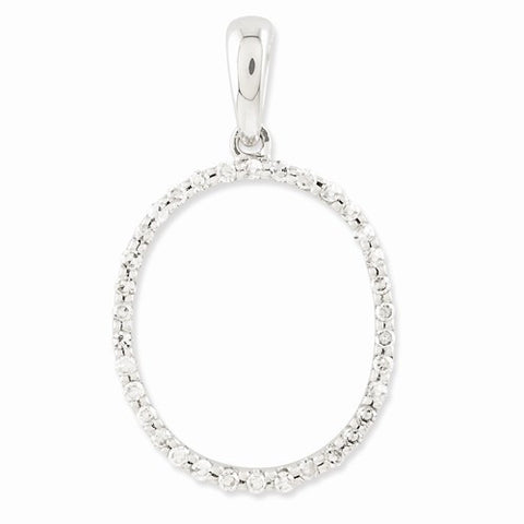 14k White Gold Diamond Initial O Pendant, Pendants for Necklace
