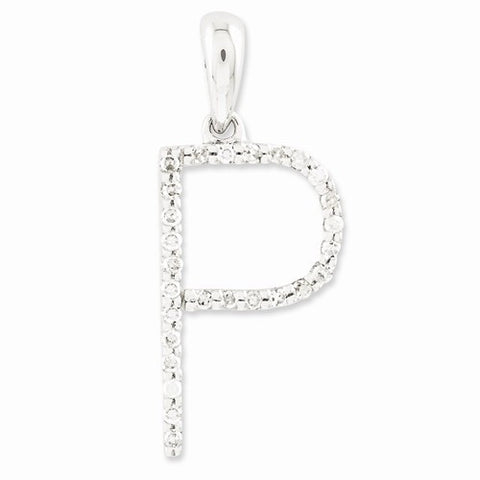14k White Gold Diamond Initial P Pendant, Pendants for Necklace