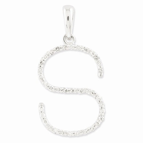 14k White Gold Diamond Initial S Pendant, Pendants for Necklace