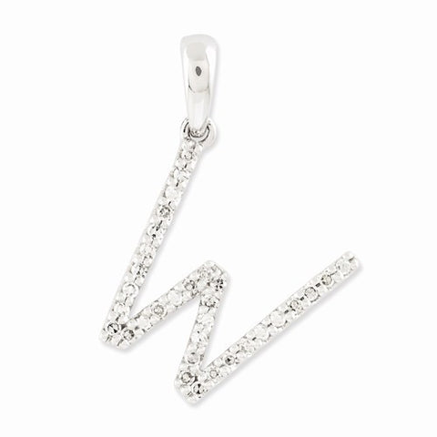 14k White Gold Diamond Initial W Pendant, Pendants for Necklace