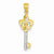 14k Yellow Gold Rhodium Plated Diamond Cut Fleur de lis Key Pendant, Pendants for Necklace