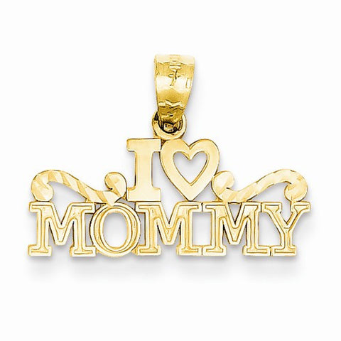 14k Yellow Gold I Heart Mommy Pendant, Pendants for Necklace