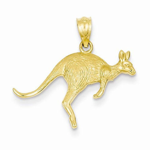 14k Yellow Gold Textured Kangaroo Pendant, Pendants for Necklace