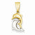 14k Gold Two-tone Polished Dolphins Pendant, Pendants for Necklace