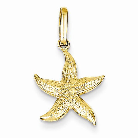 14k Gold Textured Hollow Starfish Pendant, Pendants for Necklace