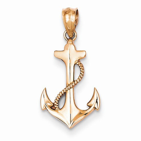 14k Rose Gold Anchor Pendant, Pendants for Necklace