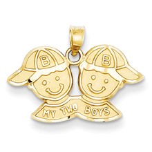 14k Gold Solid Satin My Two Boys Charm hide-image