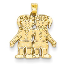 14k Gold Solid Satin Two Girls Charm hide-image