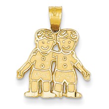 14k Gold Solid Satin Two Boys Charm hide-image
