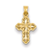 14k Gold Small Diamond-cut Cross Charm hide-image