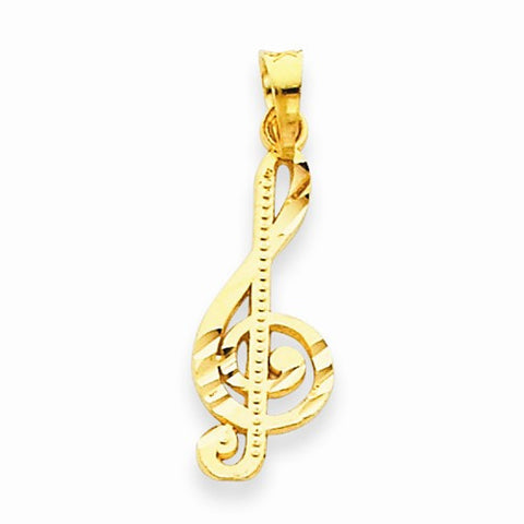 14k Gold Treble Clef Pendant, Pendants for Necklace