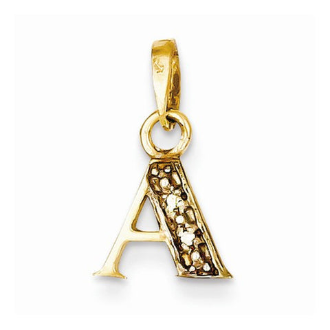14k Gold Polished .01ct Diamond Initial A Pendant, Pendants for Necklace