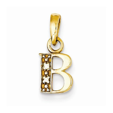 14k Gold Polished .01ct Diamond Initial B Pendant, Pendants for Necklace