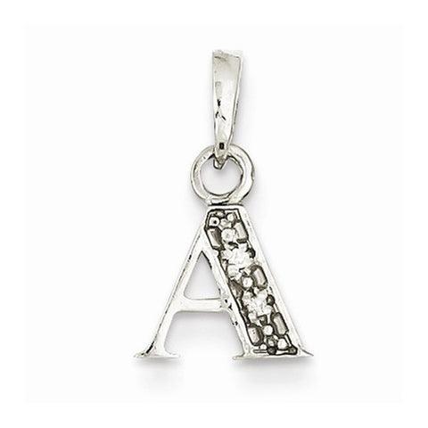14k White Gold Polished .01ct Diamond Initial A Pendant, Pendants for Necklace