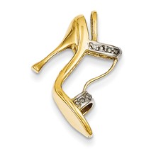 14k Gold & Rhodium Solid 3-Dimensional .01ct Diamond High Heel Charm hide-image