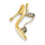 14k Gold & Rhodium Solid 3-Dimensional .01ct Diamond High Heel Charm hide-image