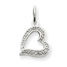 14k White Gold Diamond Heart Charm hide-image