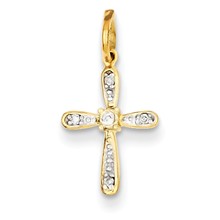 14k Gold & Rhodium Diamond Cross Charm hide-image