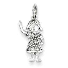 14k White Gold Diamond Girl Charm hide-image