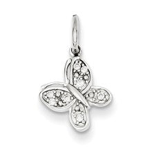 14k White Gold Diamond Butterfly Charm hide-image