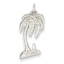 14k Gold White Polished Open-Backed Palm Tree Charm hide-image