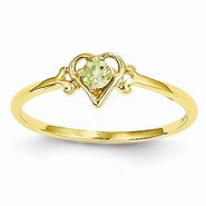 14k Yellow Gold Genuine August Birthstone Heart Ring