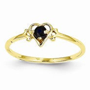 14k Yellow Gold Genuine September Birthstone Heart Ring