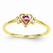 14k Yellow Gold Genuine October Birthstone Heart Ring