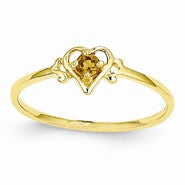 14k Yellow Gold Genuine November Birthstone Heart Ring