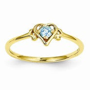 14k Yellow Gold Genuine December Birthstone Heart Ring