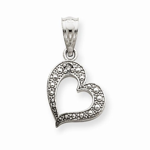 14k White Gold .01ct. Diamond Heart Pendant, Pendants for Necklace