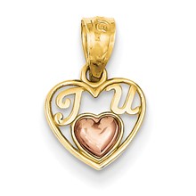 14k Gold Two-tone Mini I Love U Charm hide-image