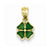 14k Gold Green Enameled Four Leaf Clover Pendant, Pendants for Necklace