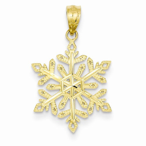 14k Gold Diamond -Cut Snowflake Pendant, Pendants for Necklace