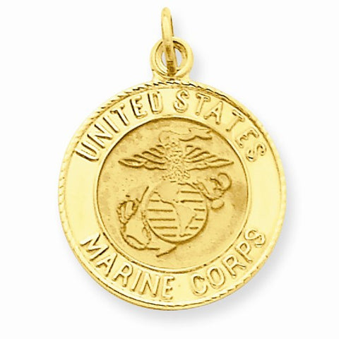 14k Gold U.S. Marine Corps Insignia Disc Pendant, Pendants for Necklace