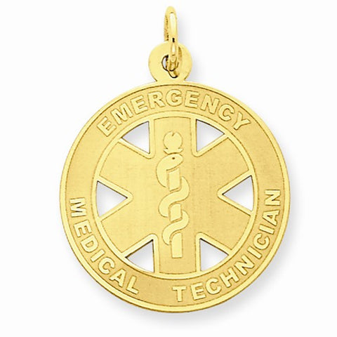 14k Gold Satin Medium EMT Medical Pendant, Pendants for Necklace