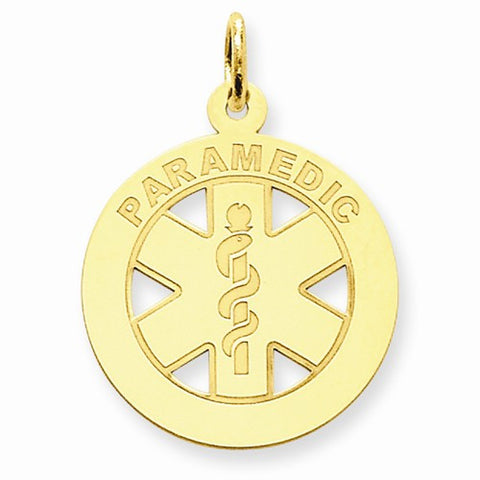 14k Gold Medium Paramedic Medical Pendant, Pendants for Necklace