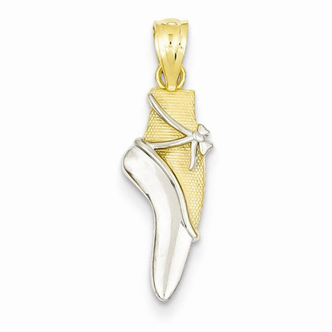 14k Gold & Rhodium Ballet Shoe Pendant, Pendants for Necklace