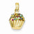14k Gold 3-D Bead Icing Cupcake Pendant, Pendants for Necklace