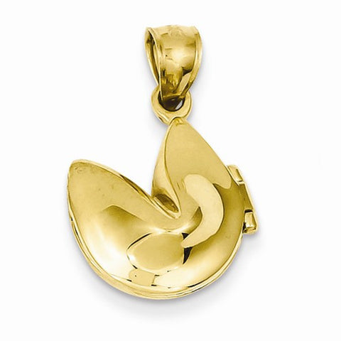 14k Gold 3-D Openable Fortune Cookie Pendant, Pendants for Necklace