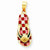 14k Gold Enameled Checkered Flip-Flop w/Shell Pendant, Pendants for Necklace