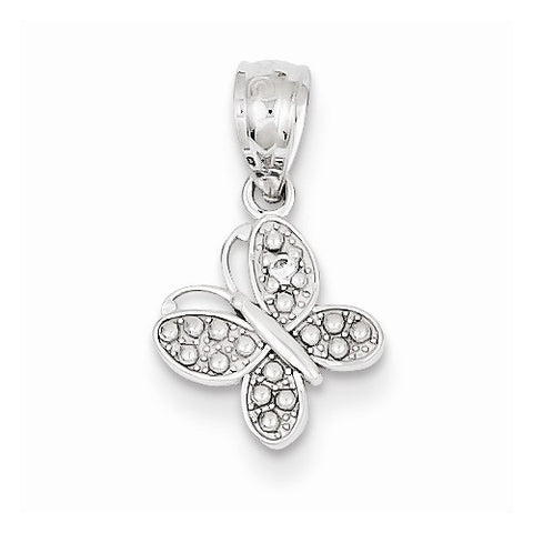 14k White Gold .01ct. Diamond Butterfly Pendant, Pendants for Necklace