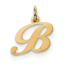 14k Gold Small Fancy Script Initial B Charm hide-image