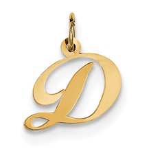 14k Gold Small Fancy Script Initial D Charm hide-image