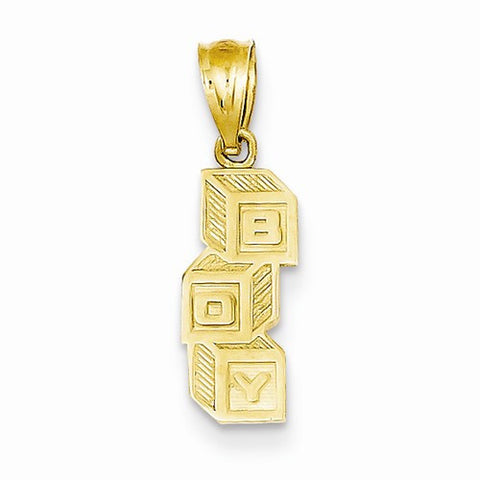 14k Gold B O Y Building Blocks Pendant, Pendants for Necklace