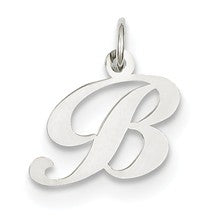 14k White Gold Small Fancy Script Initial B Charm hide-image