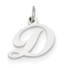 14k White Gold Small Fancy Script Initial D Charm hide-image